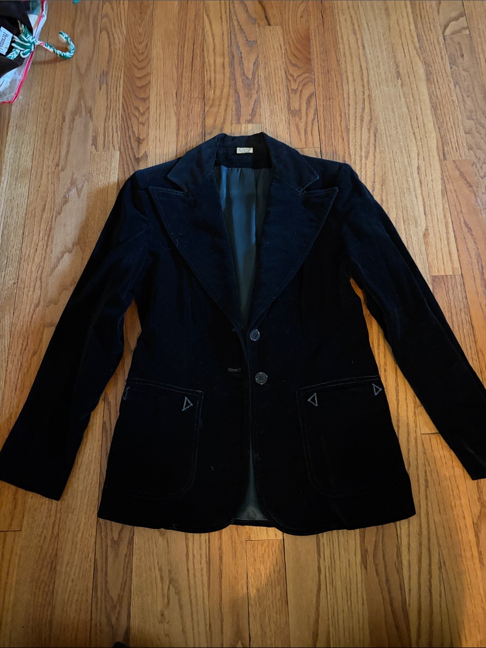 Blue black Velvet Tailored Blazer Jacket